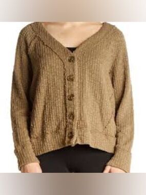 Medium Vince Camuto Two Cardigan Knit Sweater Tan Brown Camel Long Sleeve Top